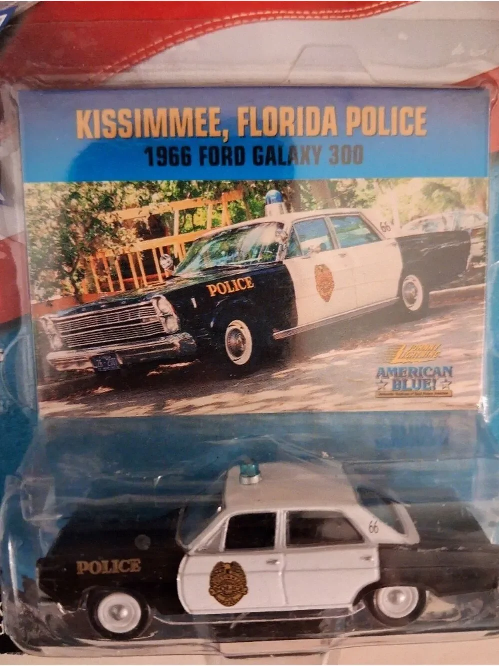 Johnny Lightning American Blue Kissimmee Florida Police 1966 Ford Galaxy 300